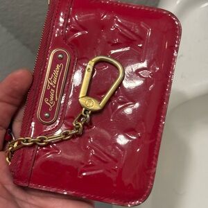 Genuine Louis Vuitton Vernis Red Patent Key Pouch coin purse card wallet